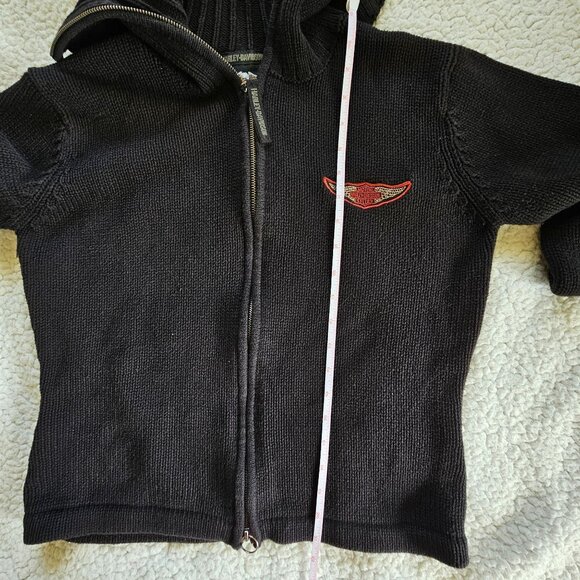 Harley Davidson Black Knit Jacket Women's Full Zip Ribbed Collar XL - Picture 9 of 9